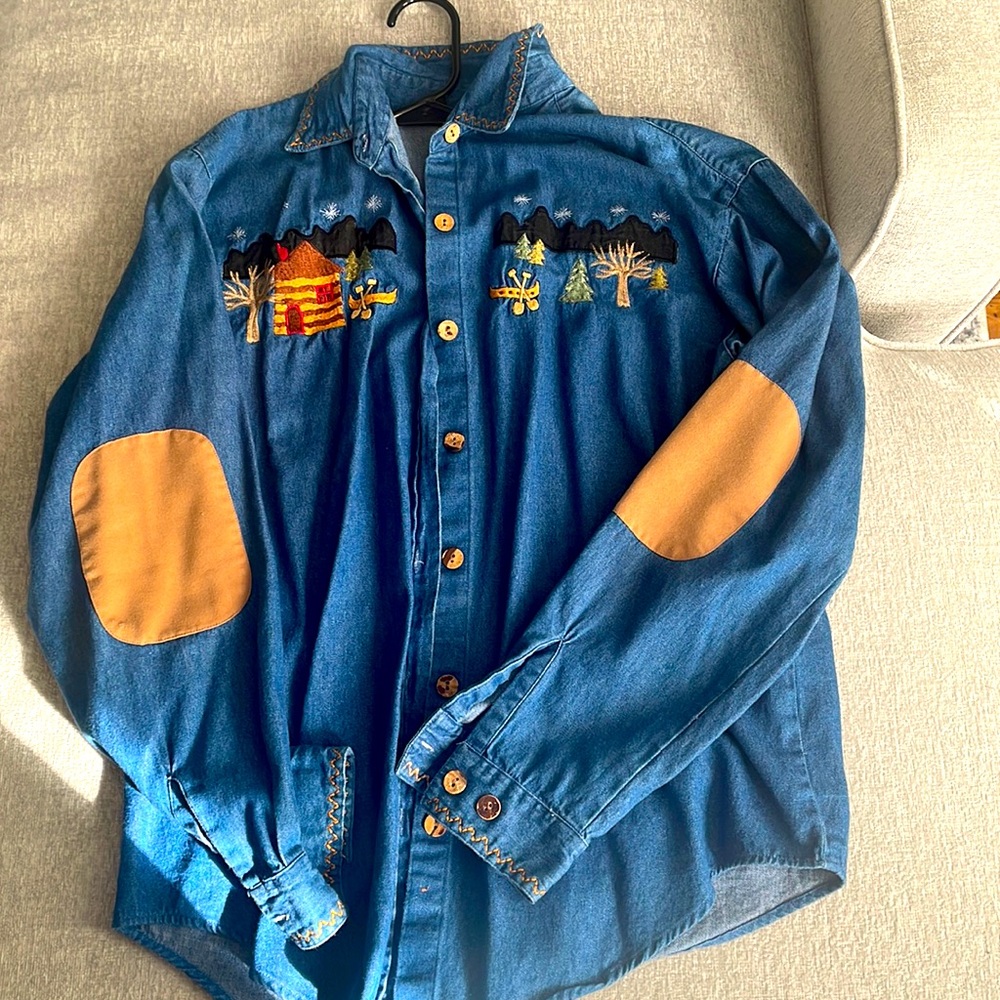 Cute blue denim button down